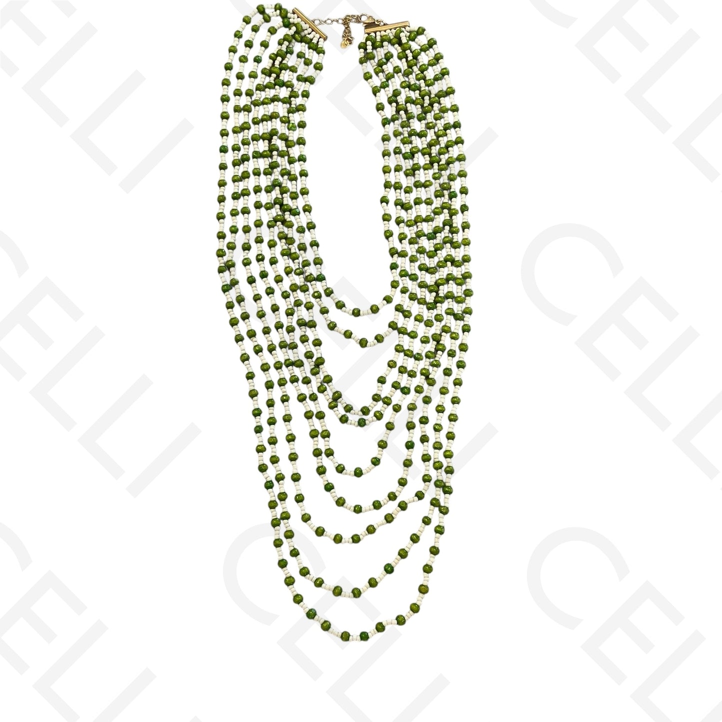 Colar de moda - multi fio com contas de madeira