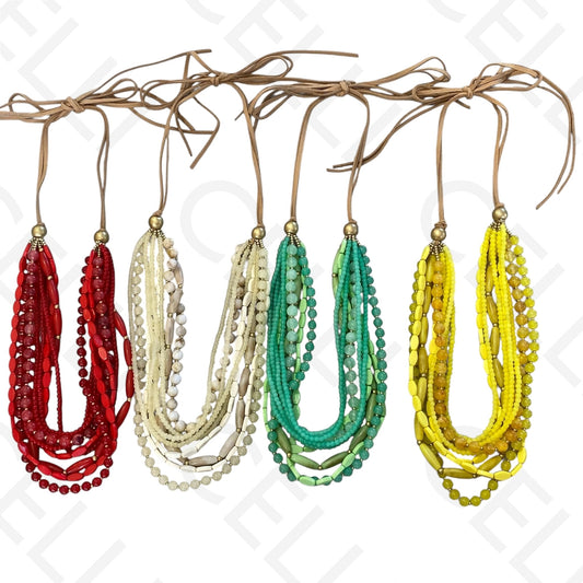 Colar de moda - fio de camurça ajustável com contas