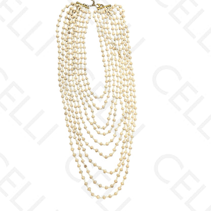 Colar de moda - multi fio com contas de madeira