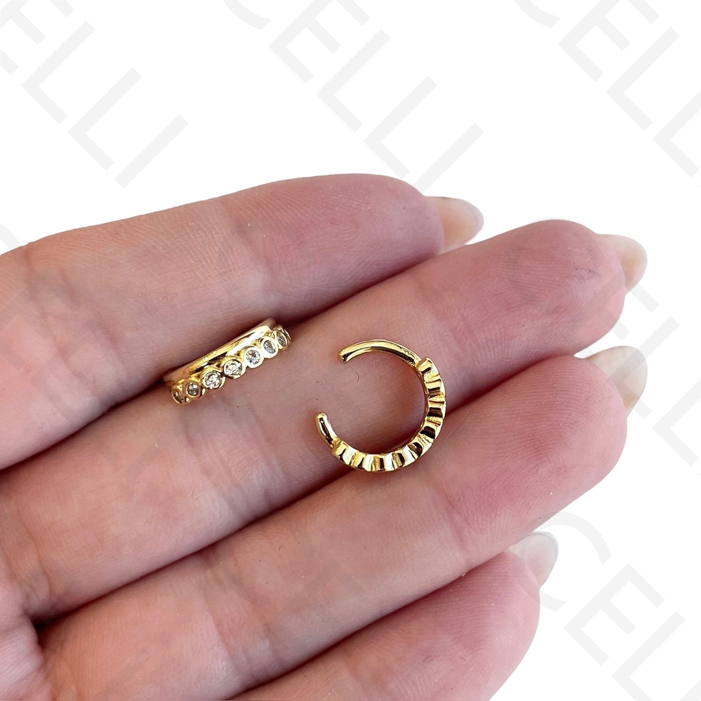 铑耳夹镶嵌锆石