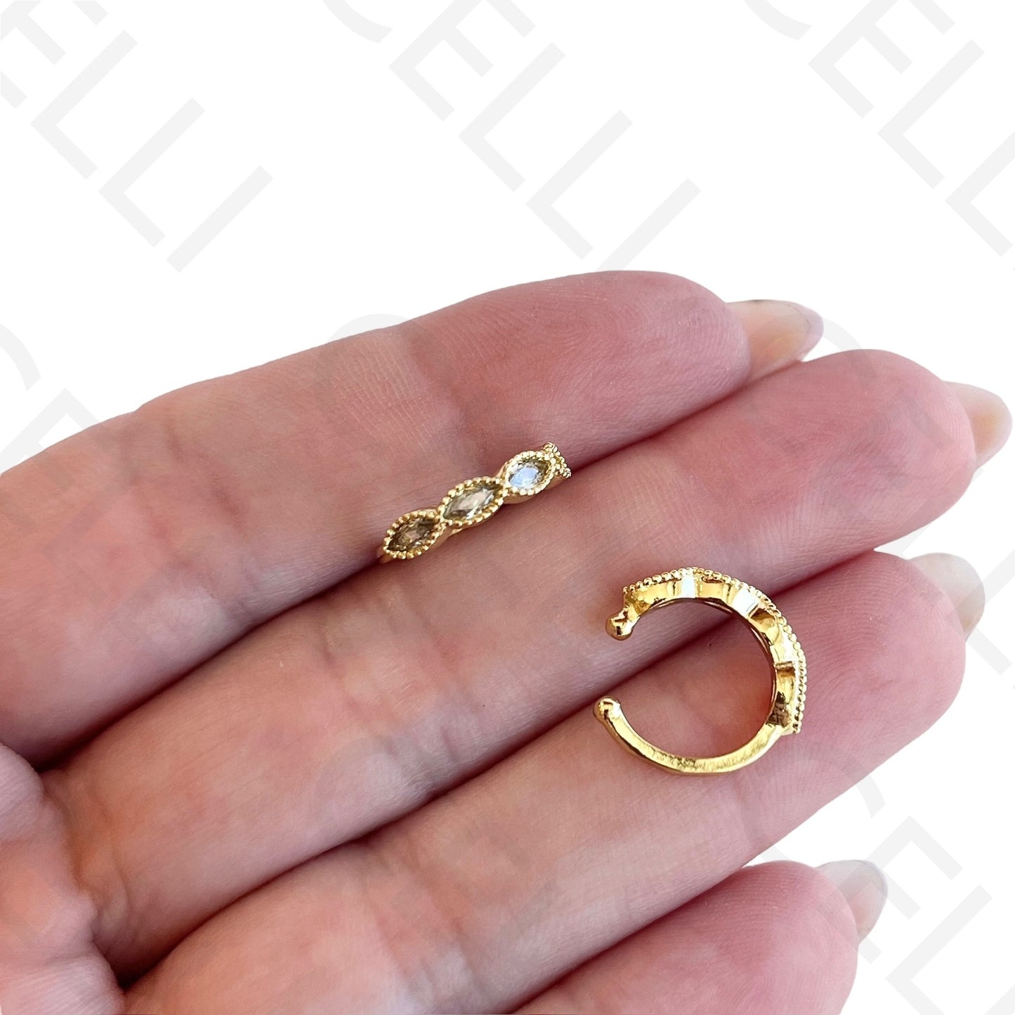 Earcuff de Ródio com zircónias