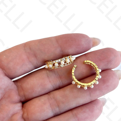 Earcuff de Ródio com Pérolas