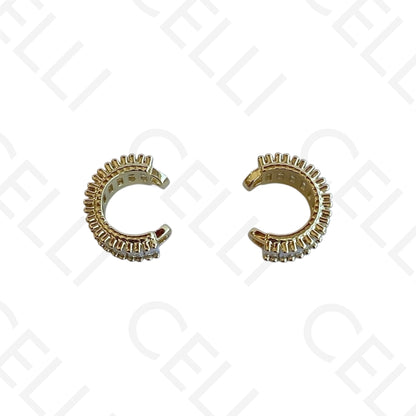 铑材质耳箍，镶嵌锆石