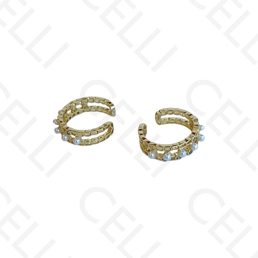 Earcuff de Ródio com pérolas