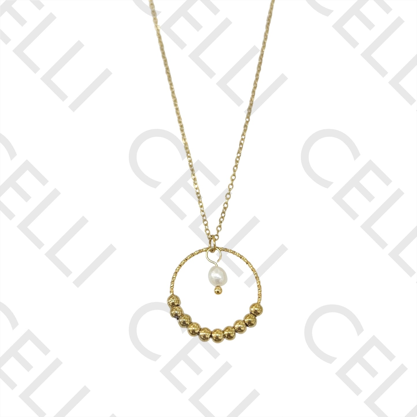 Steel Necklace - round with pearl