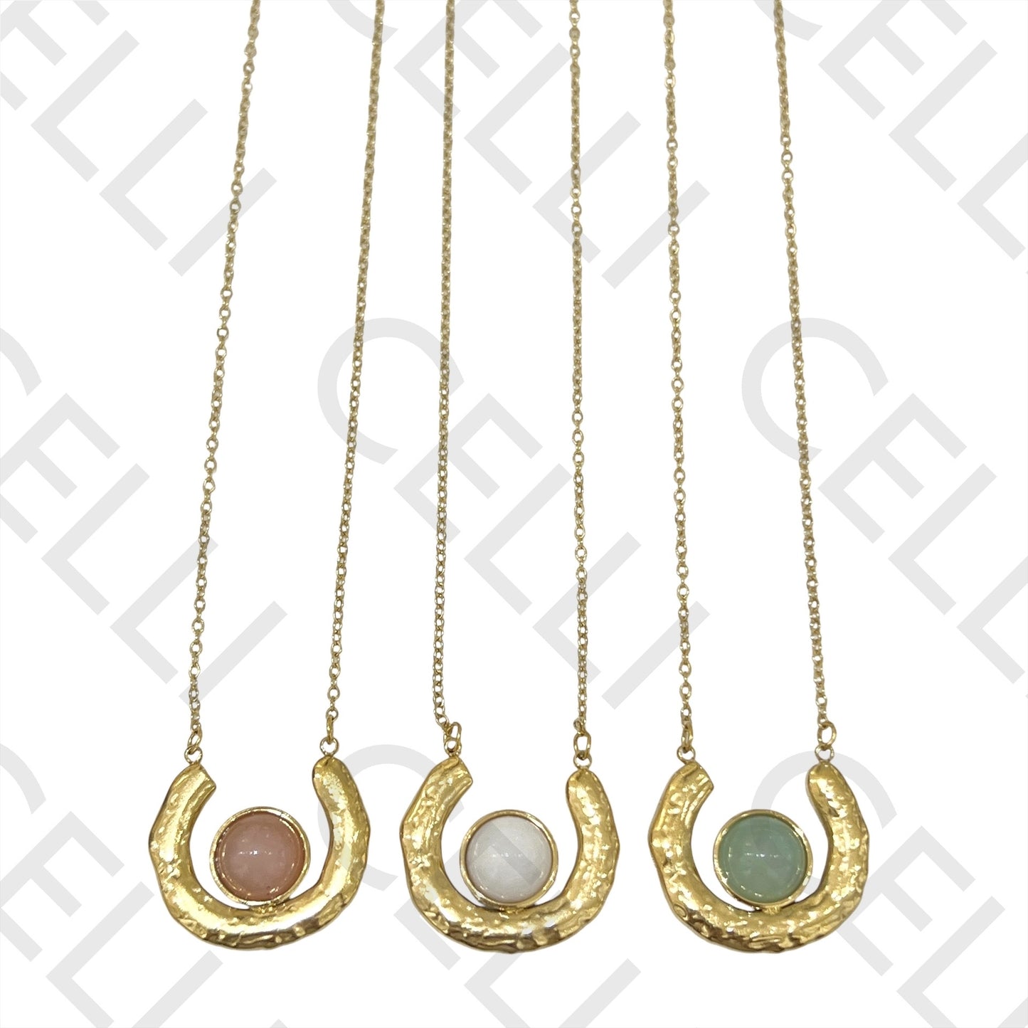 不锈钢项链 - 天然宝石