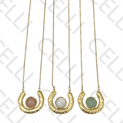 不锈钢项链 - 天然宝石