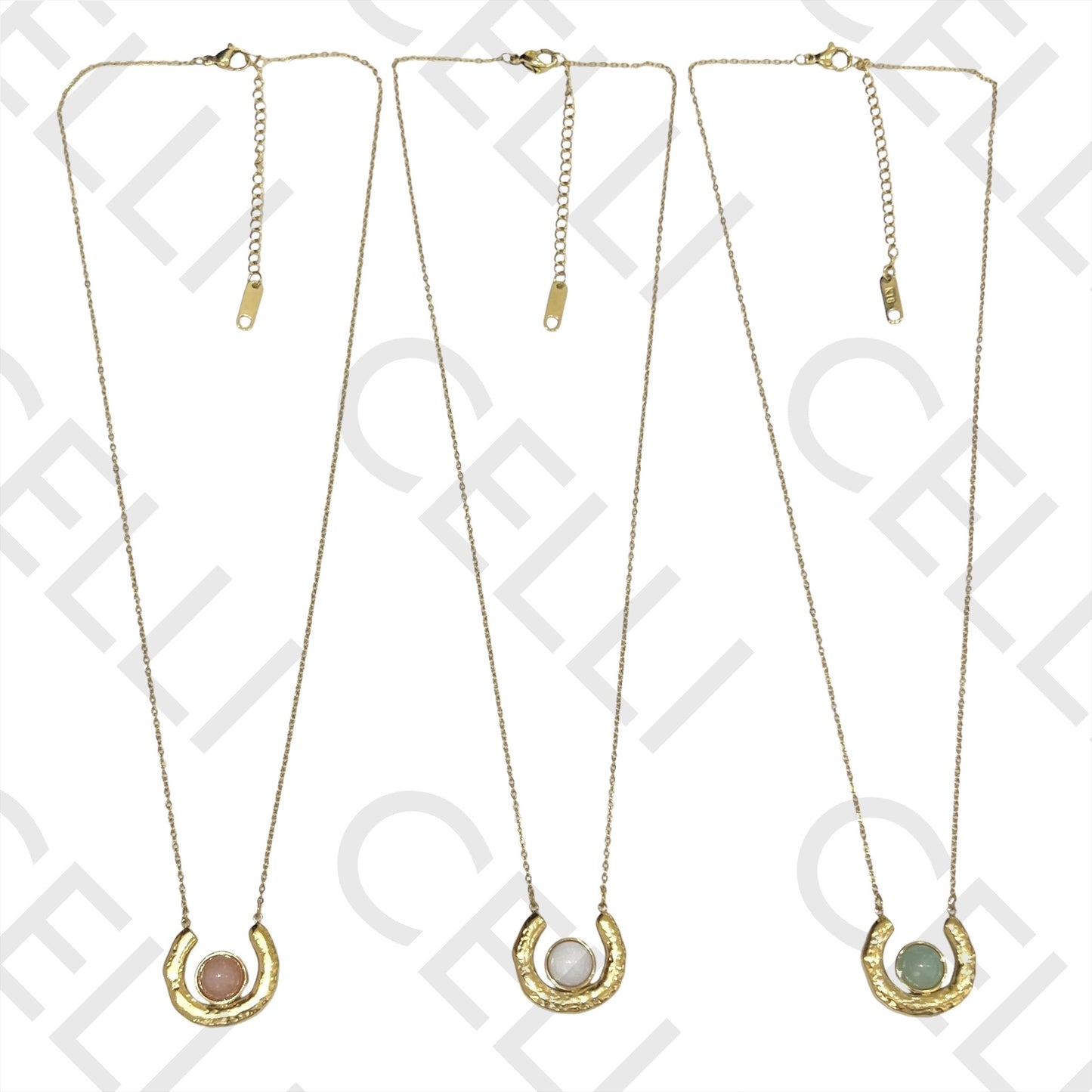 不锈钢项链 - 天然宝石