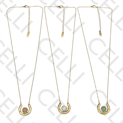 不锈钢项链 - 天然宝石