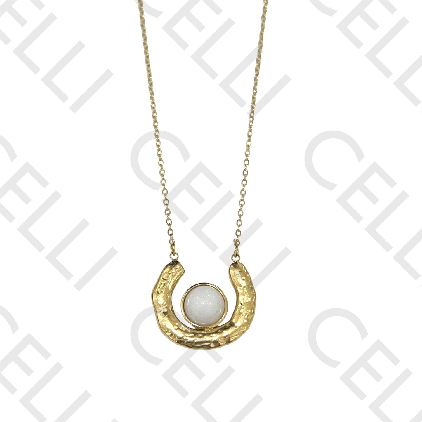 不锈钢项链 - 天然宝石