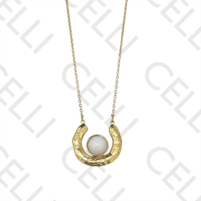 不锈钢项链 - 天然宝石