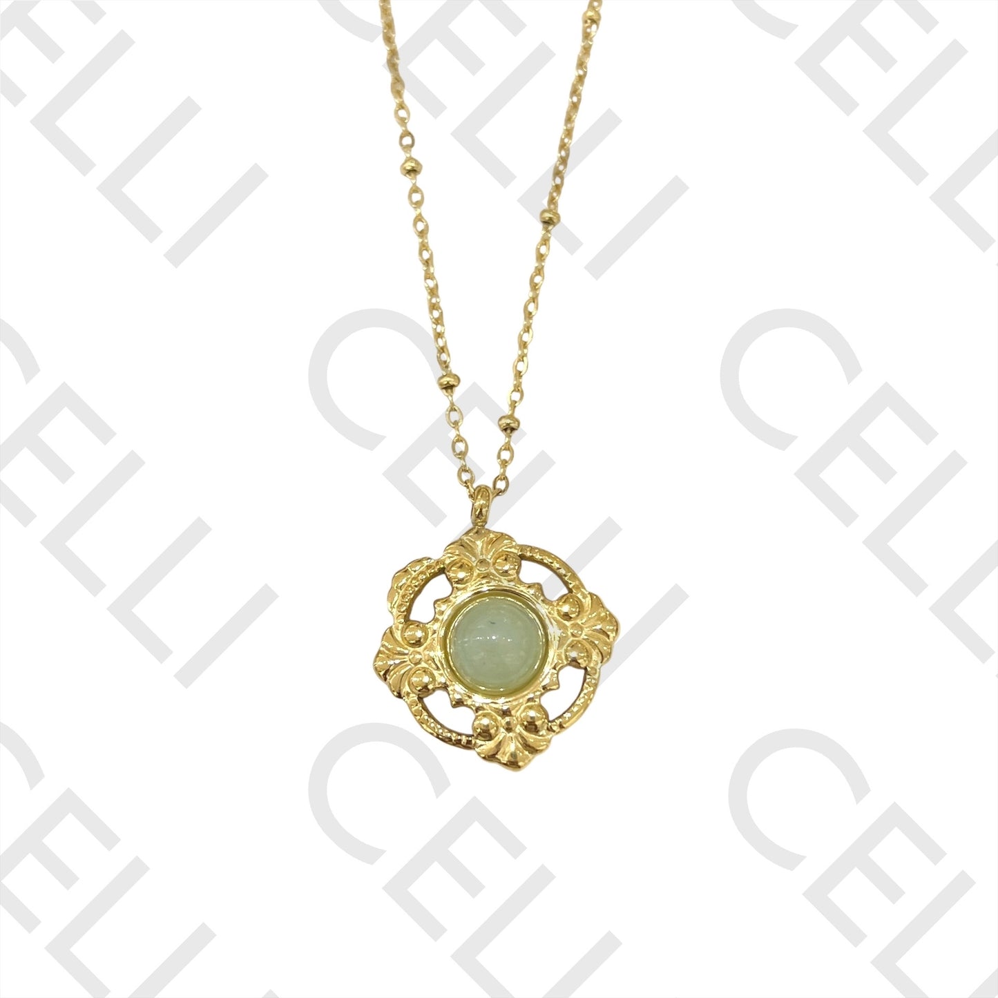 不锈钢项链 - 天然宝石