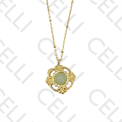 不锈钢项链 - 天然宝石