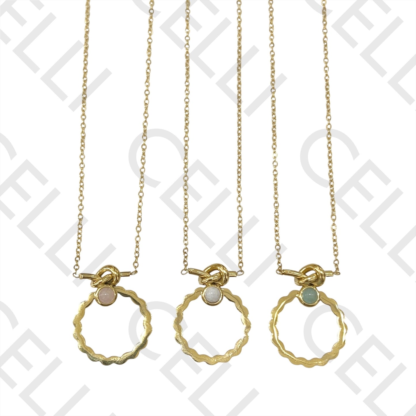 Steel Necklace - knot with natural stone