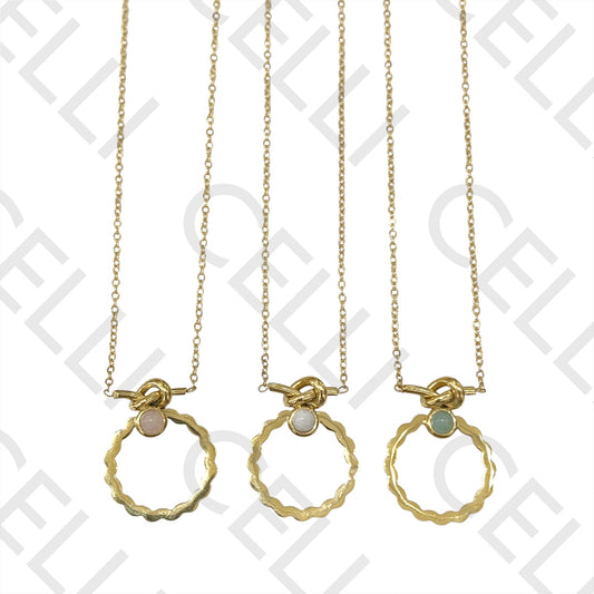 Steel Necklace - knot with natural stone