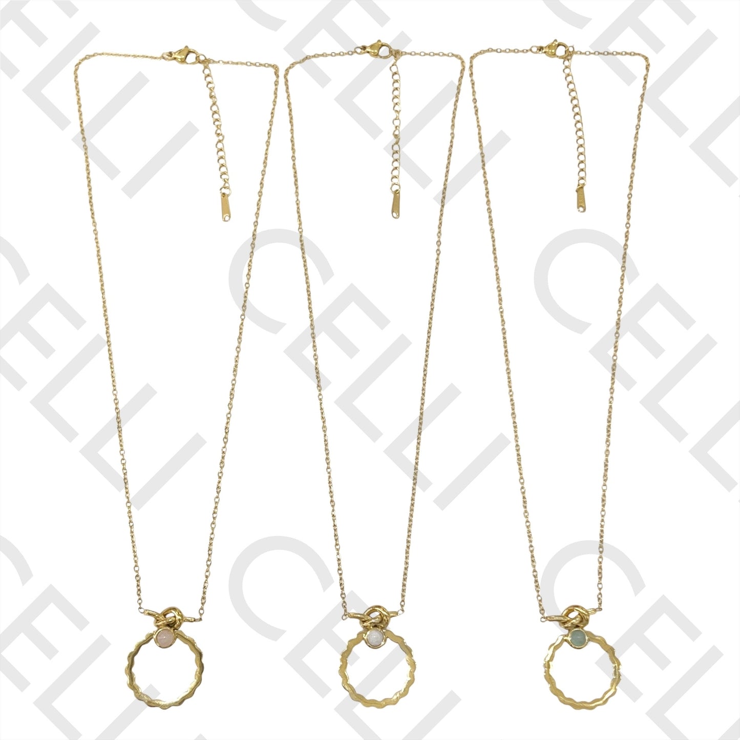 Steel Necklace - knot with natural stone