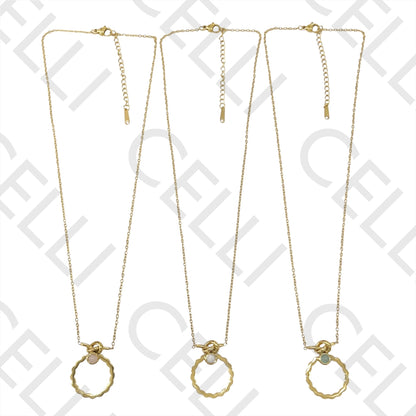 Steel Necklace - knot with natural stone