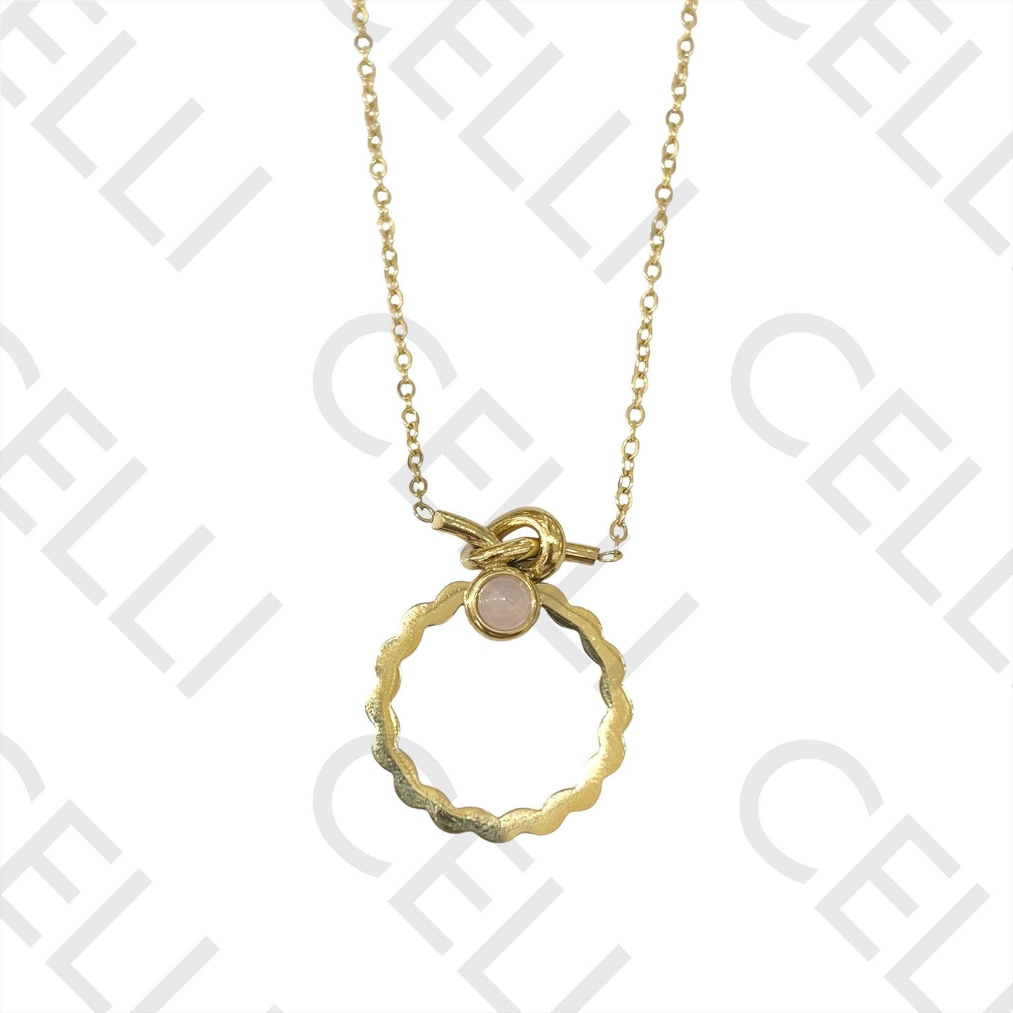 Steel Necklace - knot with natural stone