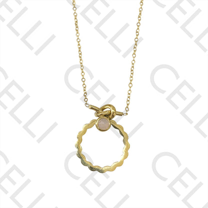 Steel Necklace - knot with natural stone
