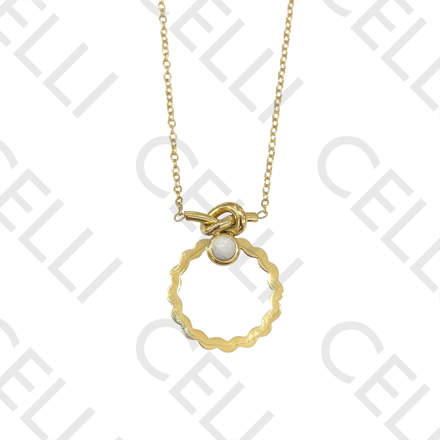 Steel Necklace - knot with natural stone