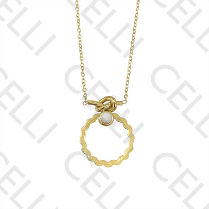 Steel Necklace - knot with natural stone