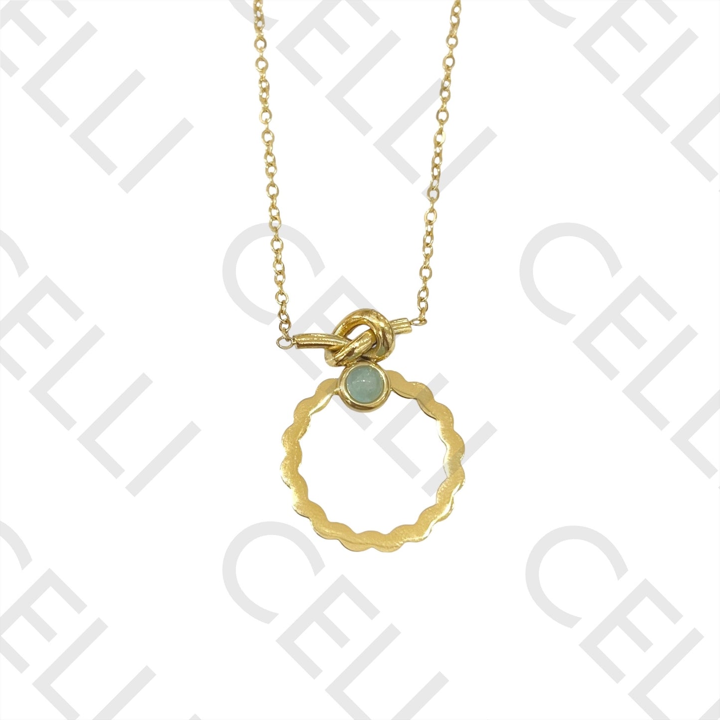 Steel Necklace - knot with natural stone