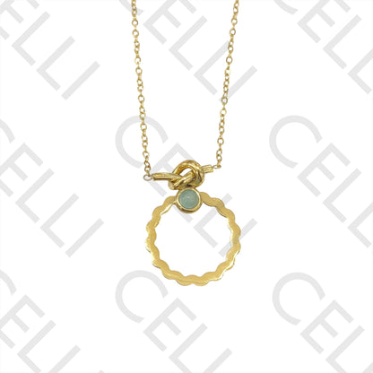 Steel Necklace - knot with natural stone