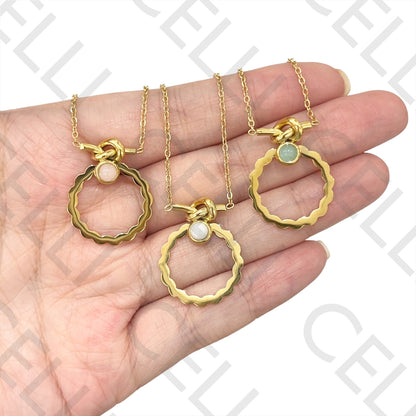 Steel Necklace - knot with natural stone