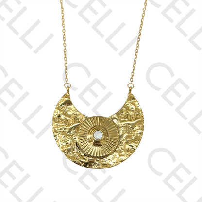 钢制项链 - 月亮带闪亮装饰