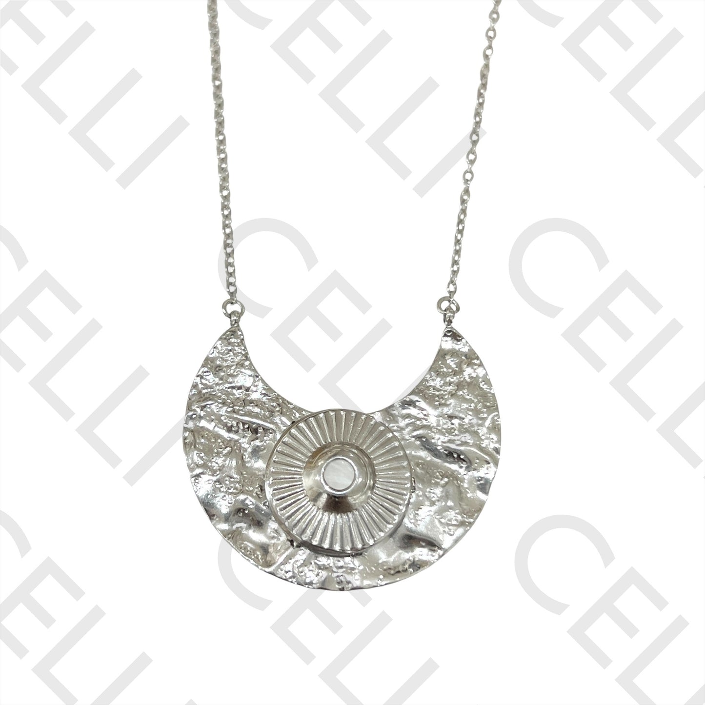 钢制项链 - 月亮带闪亮装饰