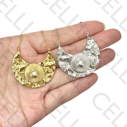 钢制项链 - 月亮带闪亮装饰