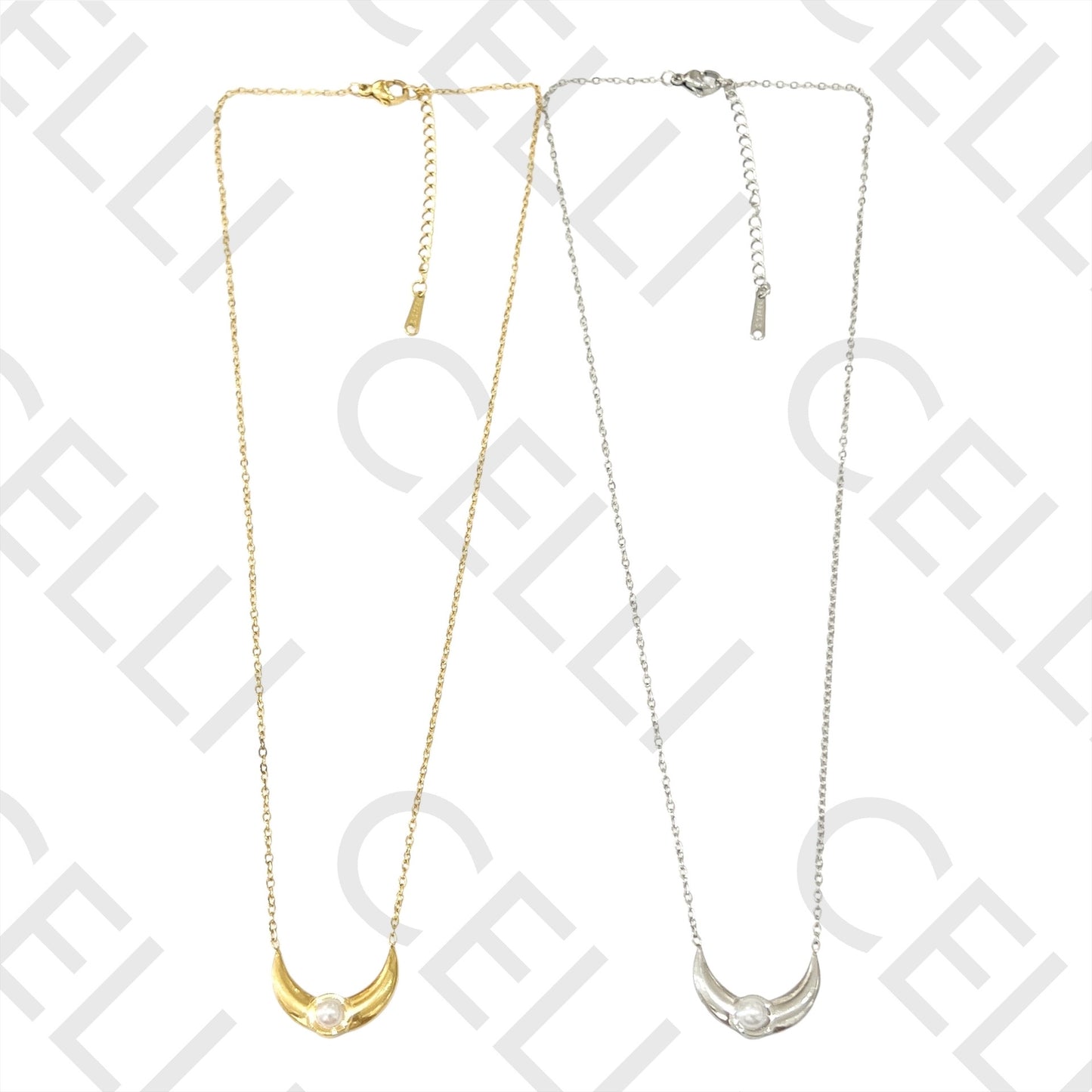 Colado de Acero - luna con perla