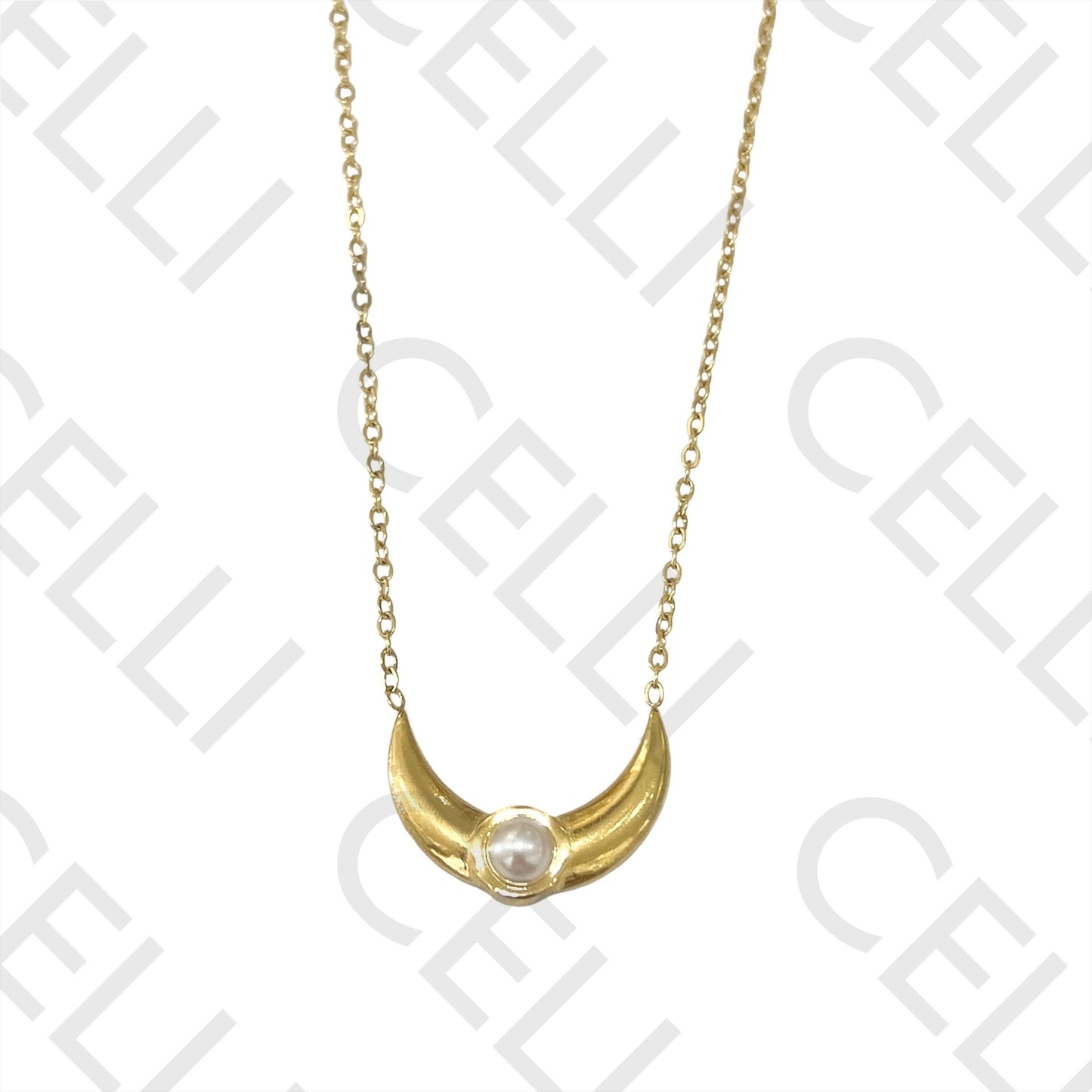 Colado de Acero - luna con perla