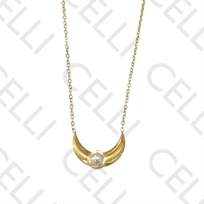 Colado de Acero - luna con perla