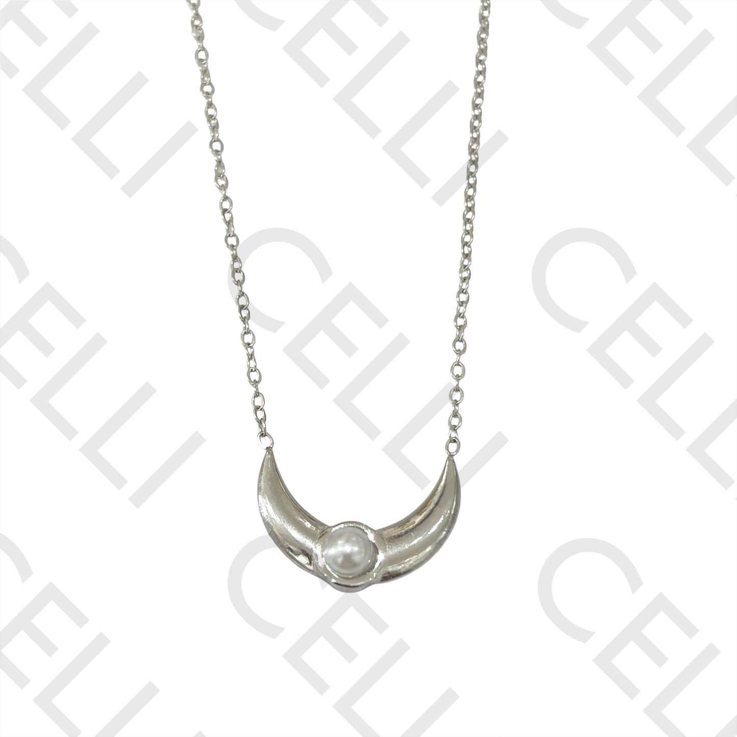 Colado de Acero - luna con perla