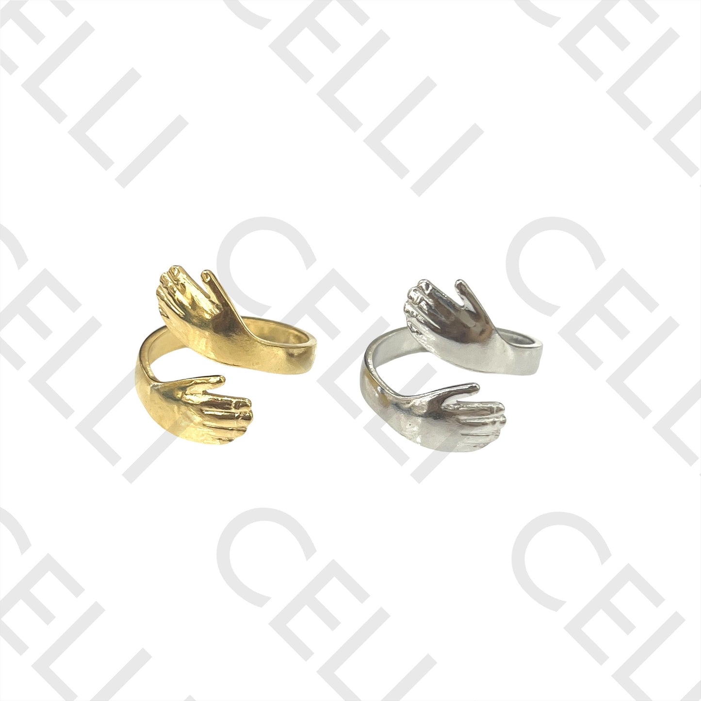 Steel Ring - two hands (embrace)