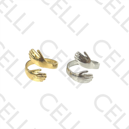 Steel Ring - two hands (embrace)