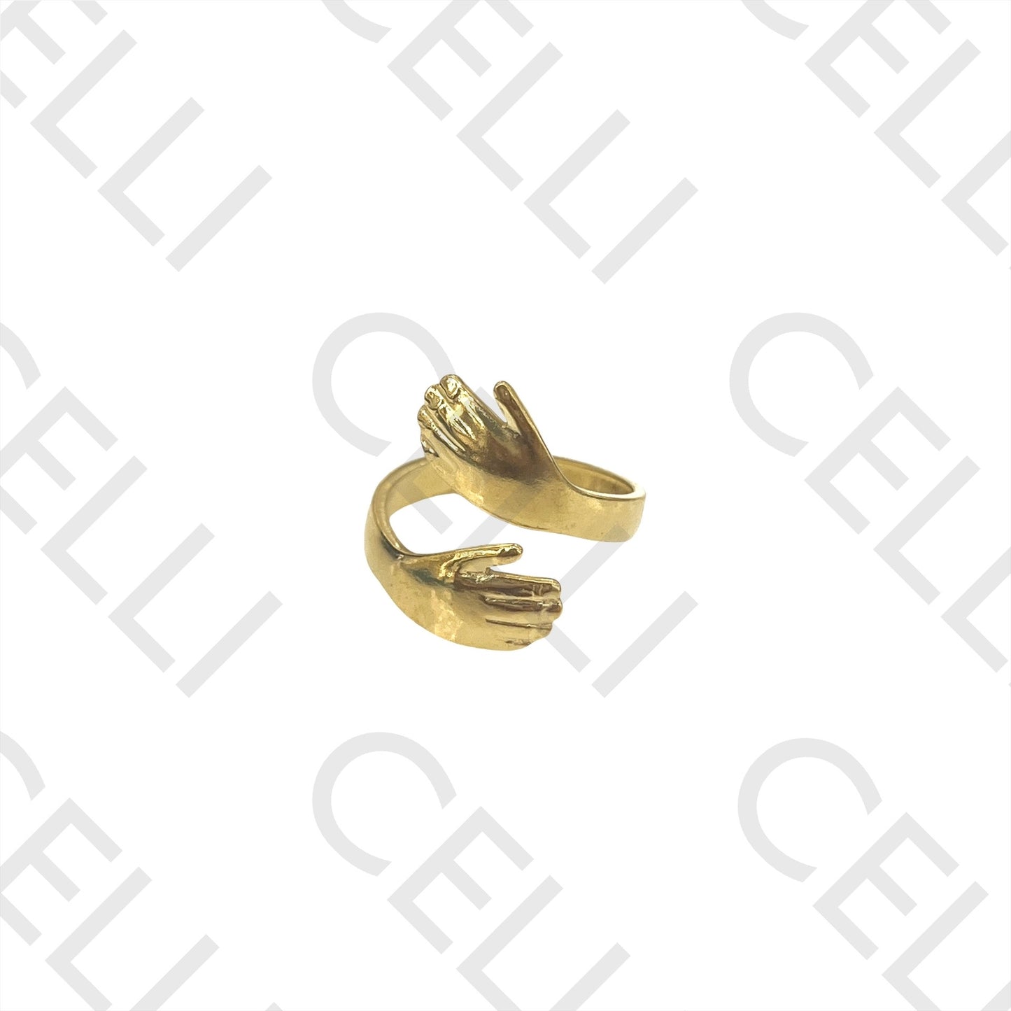 Steel Ring - two hands (embrace)