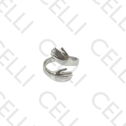 Steel Ring - two hands (embrace)