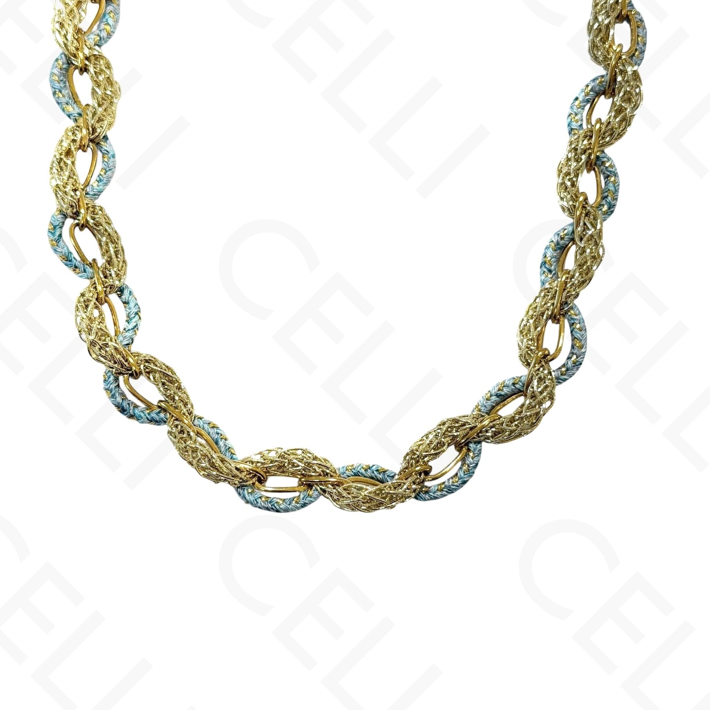 Colar de aço - corrente com fio de algodão