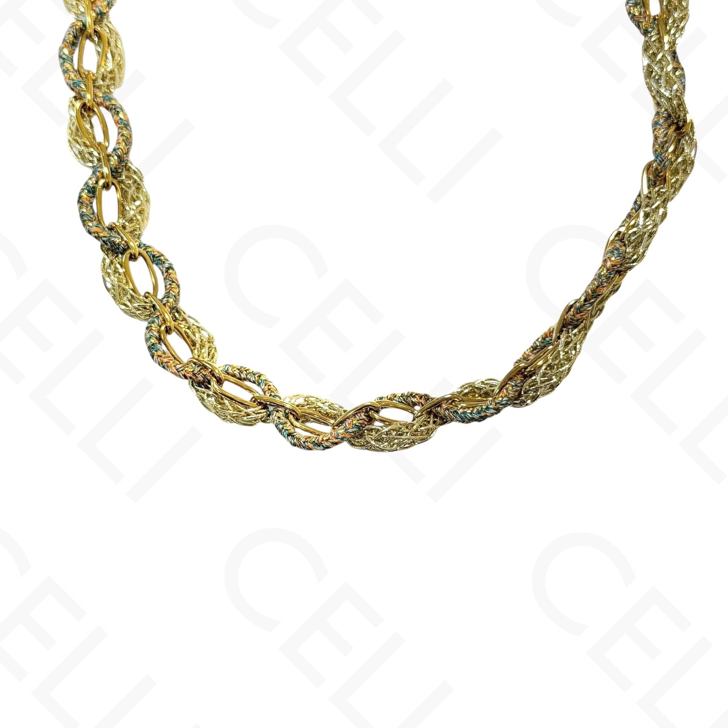 Colar de aço - corrente com fio de algodão