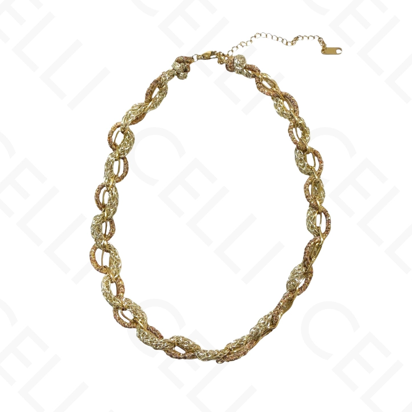 Colar de aço - corrente com fio de algodão