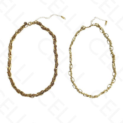 钢制项链 - 带母贝的方形