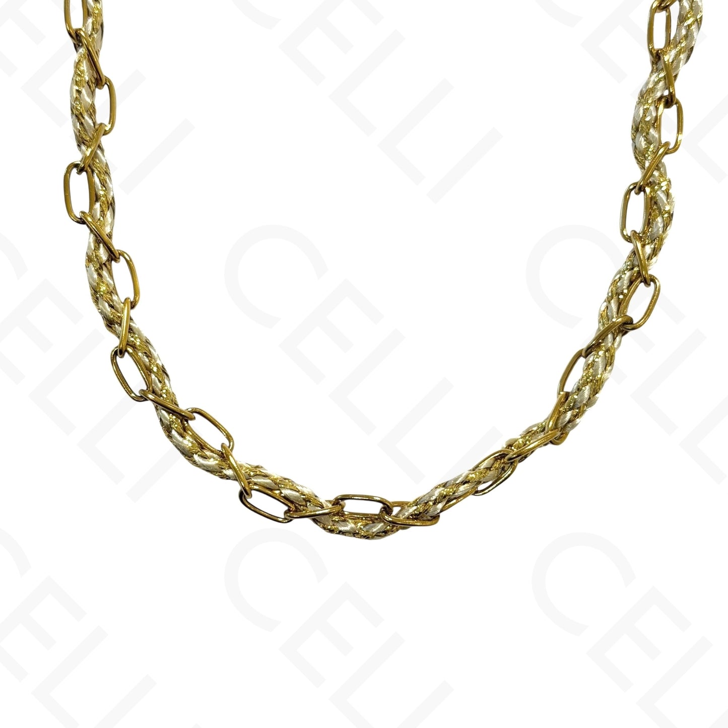 钢制项链 - 带母贝的方形