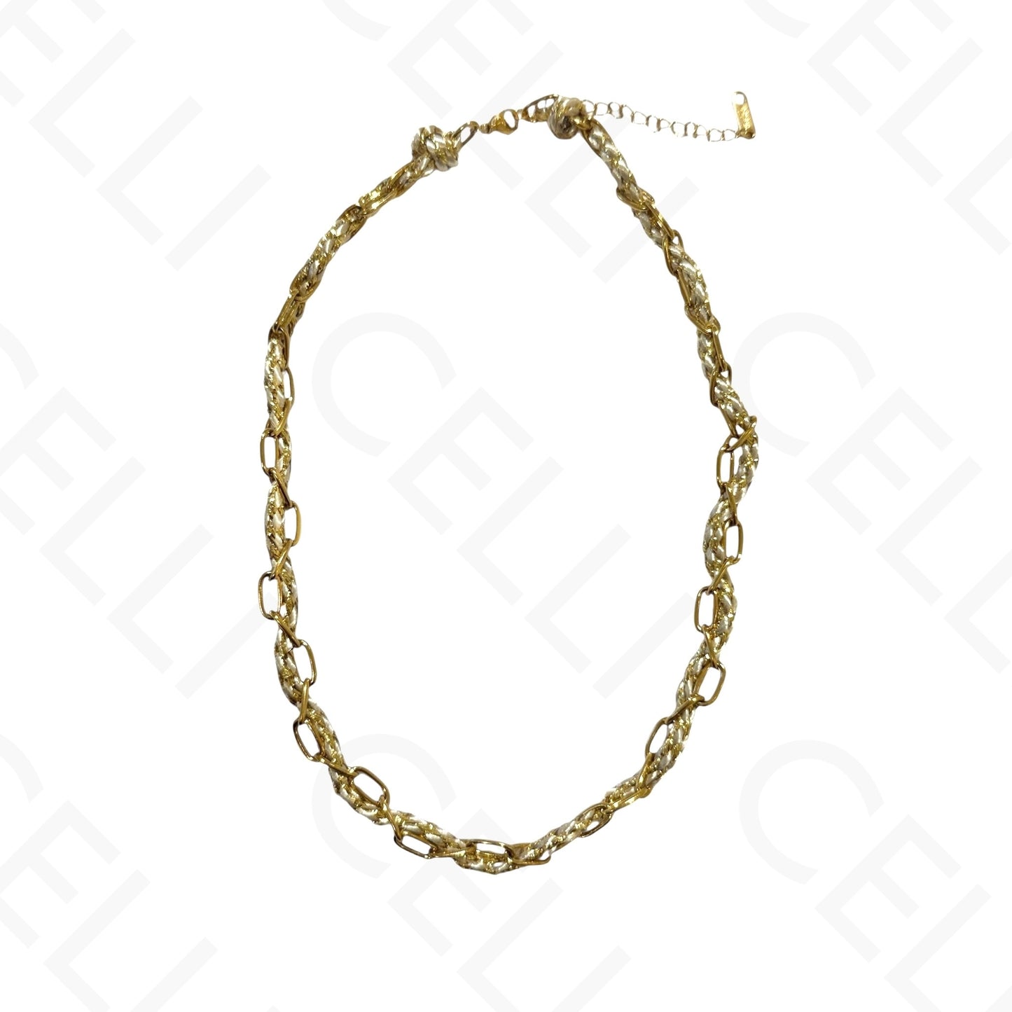 钢制项链 - 带母贝的方形