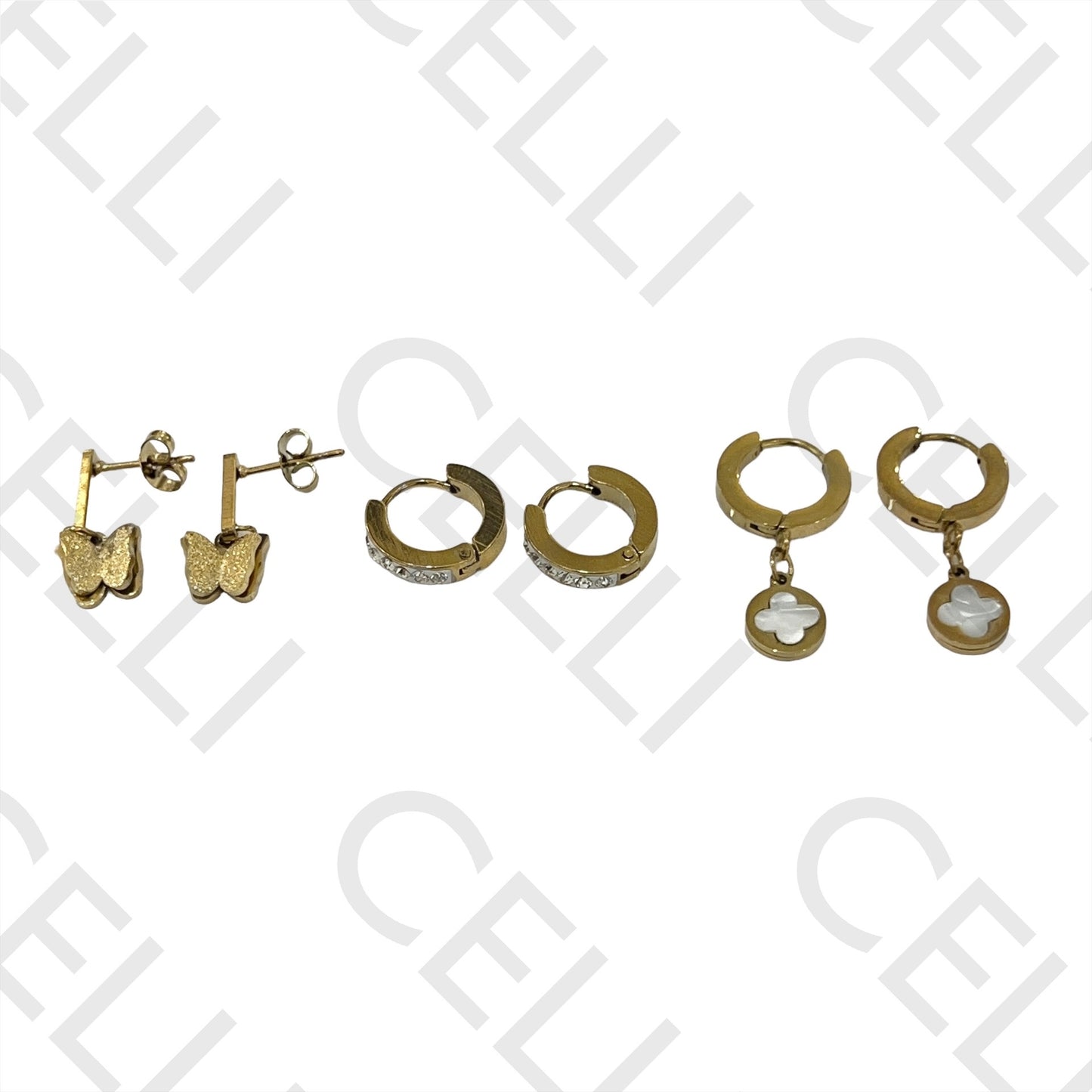 不锈钢耳环 - 3对装