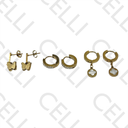 不锈钢耳环 - 3对装