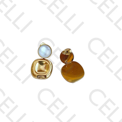 Steel earring - round and square