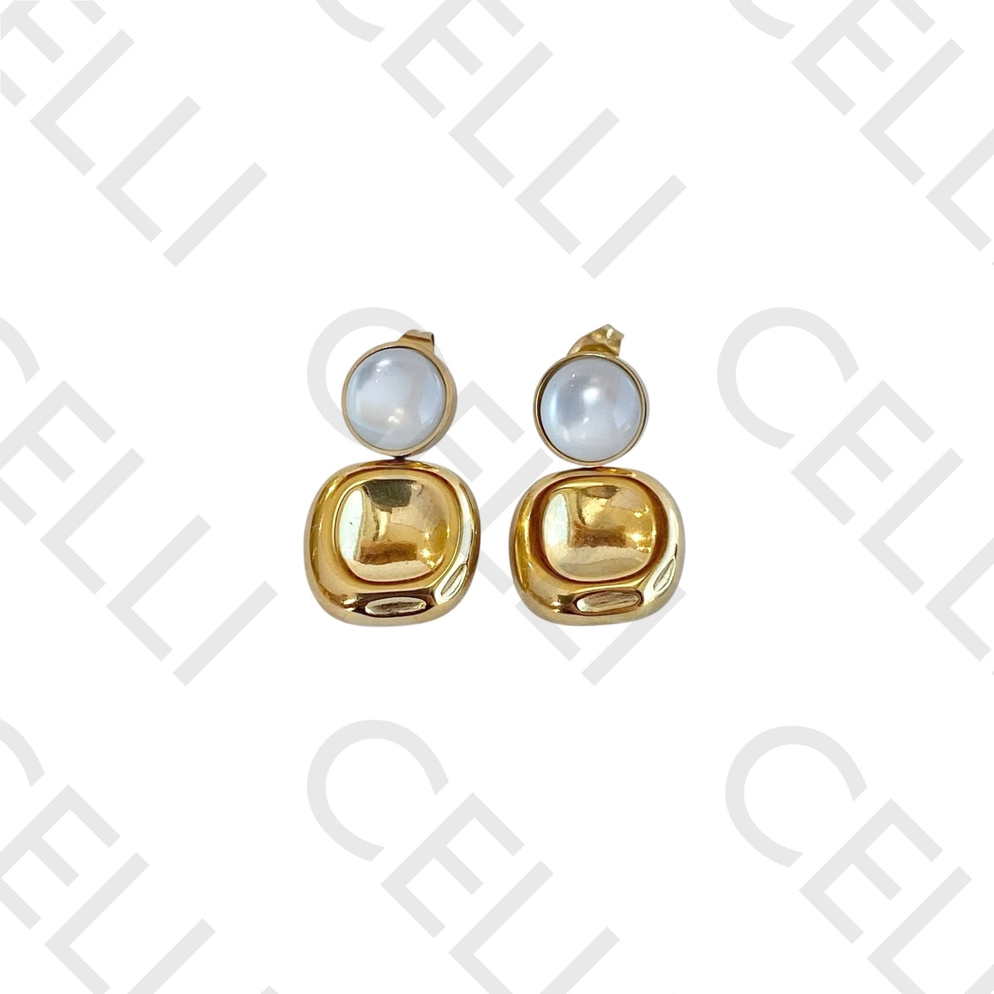 Steel earring - round and square