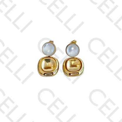 Steel earring - round and square